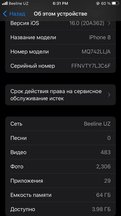 Iphone 8 kafolatli ishonchli telefon