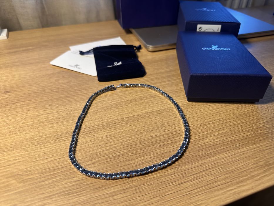 Colier Swarovski Matrix Tennis bleumarin
