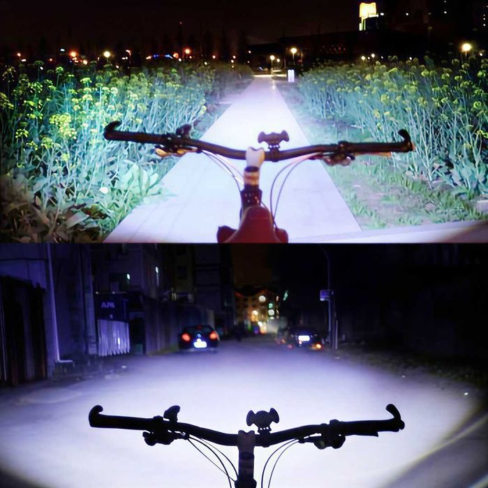 LED светлина за велосипед, Фар с три светлини, Ръчен фокус, 600Lumens