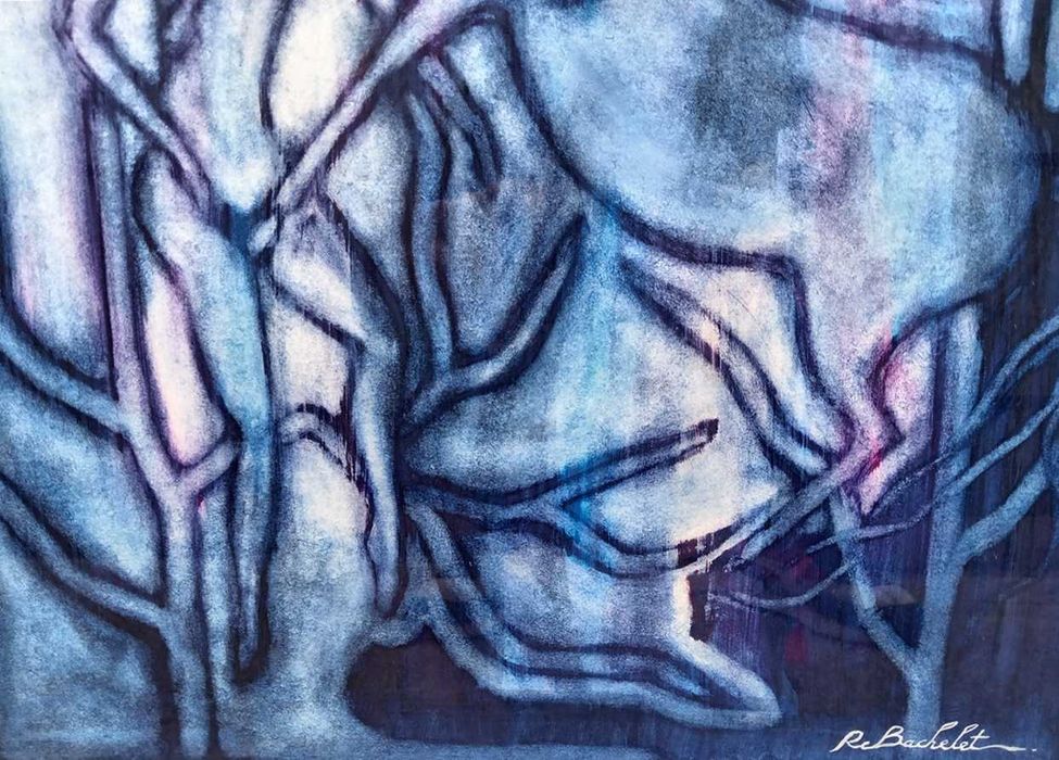 Tablou vechi - nud si cal - semnat R. Bachelet