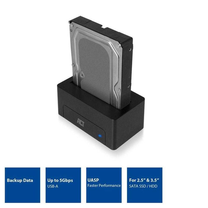 Докинг станция ACT AC1500, USB 3.2 за 3.5"/2.5" SATA HDD/SSD