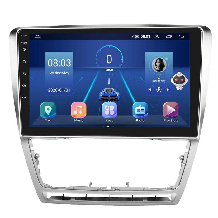 10” 2-DIN за Skoda Octavia 2007/13 Android 14, 4/64GB, 1280x720, CP AA