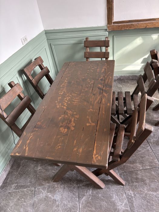 masa de lemn cu 6 scaune