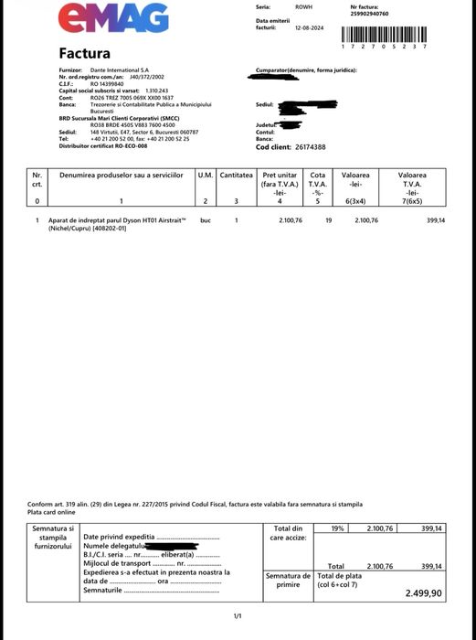 Vand placa par Dyson HT01 Airstrait (Nichel/Cupru)