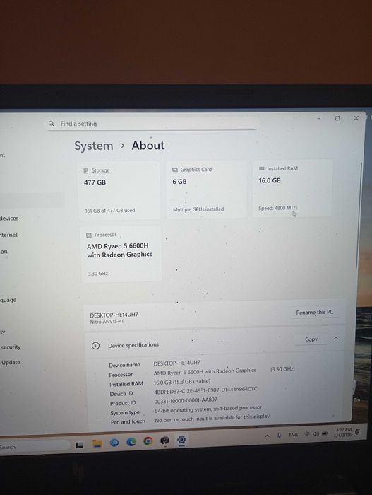 Лаптоп acer nitro v15-41