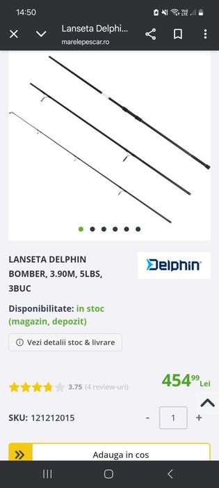 Lanseta spod delphin bomber de 3.90m 5lb 3tronsoane