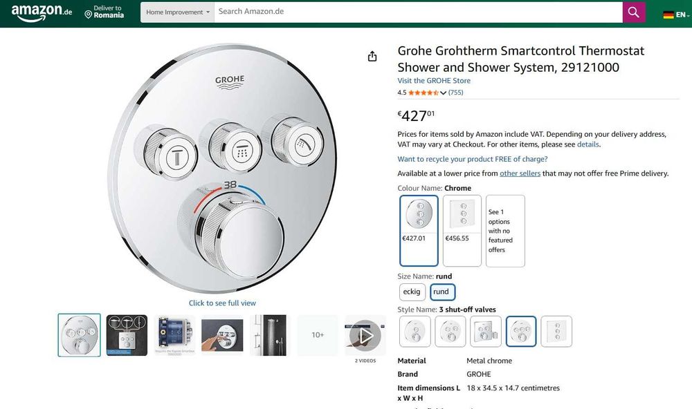 Baterie cadă-duș ascuns Grohe Grohtherm SmartControl cu termostat