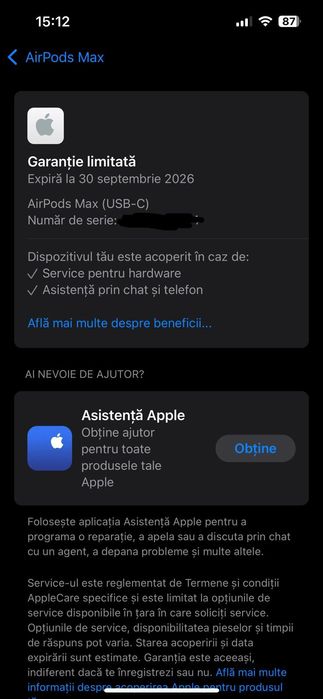 Airpods Max Noi + Garantie