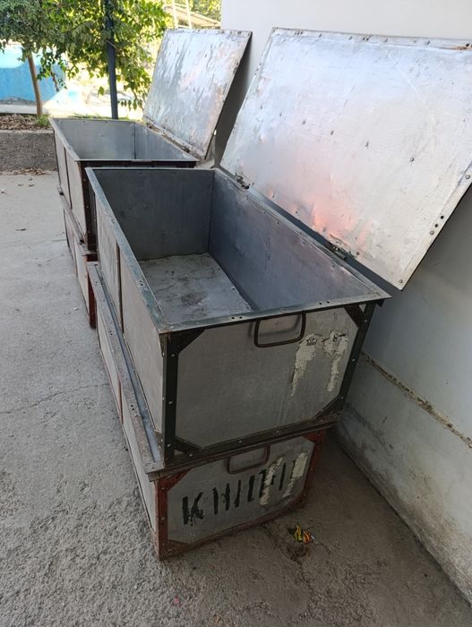 Алюминиевый ящик с металлическим каркасом советский с ручками большой!