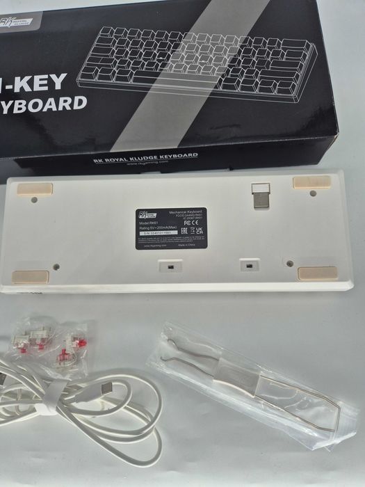 Tastatura Mecanica Royal Kludge RK61 White (Layout DE) - Red Switch