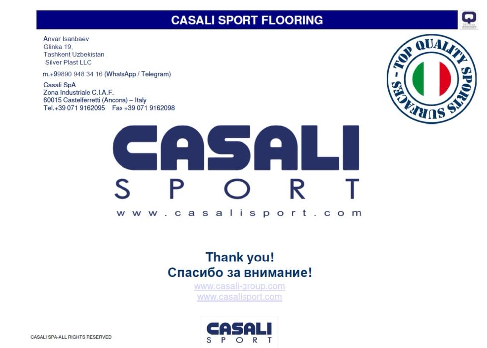 Casalisport - Tennis kortining qoplamasi. Покрытия для игры в Теннис.