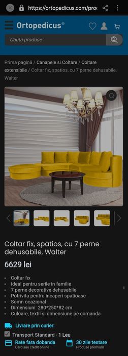 Coltar fix, spatios cu 7 perne