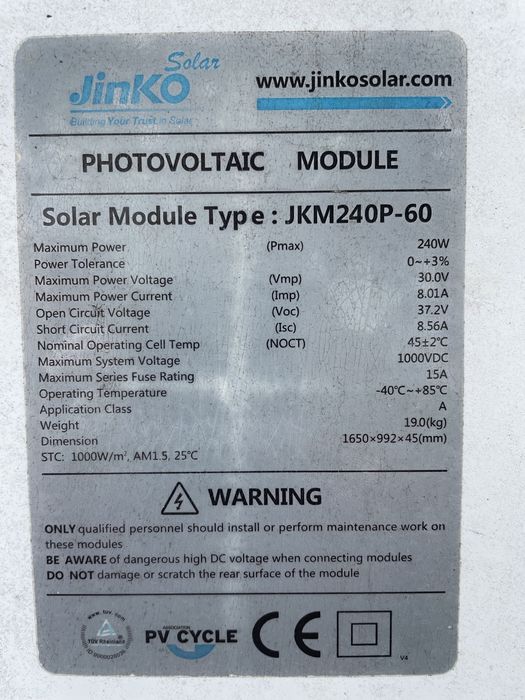 Vand 5 panouri fotovoltaice 300 lei bucata