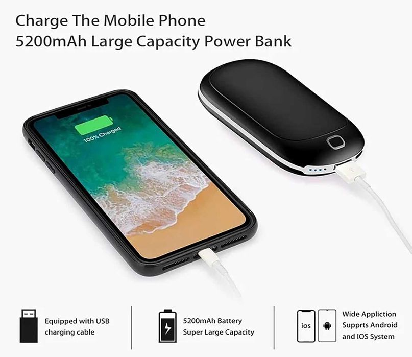 Incalzitor de mâini reincarcabil si baterie externa,RAYROW,sigilat