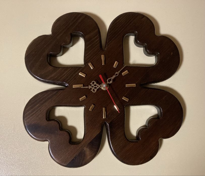 Стенен часовник, ръчна изработка, дърво