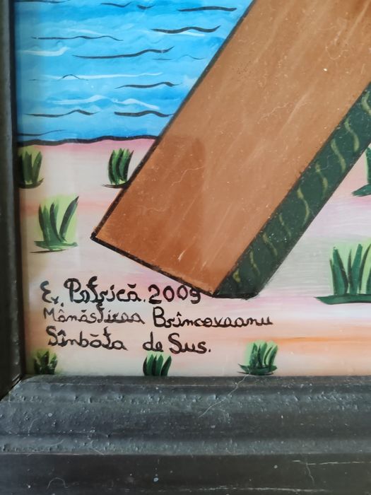 Icoana Sf. Andrei pictată pe sticlă – Mănăstirea Brâncoveanu, 60×46 cm, ramă lemn.
Descriere:
Vând icoană reprezentând pe Sfântul Andrei, pictată manu