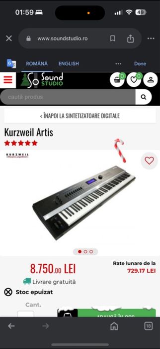Kurzweil Artis 88 - Pian Digital Profesional - stare foarte buna