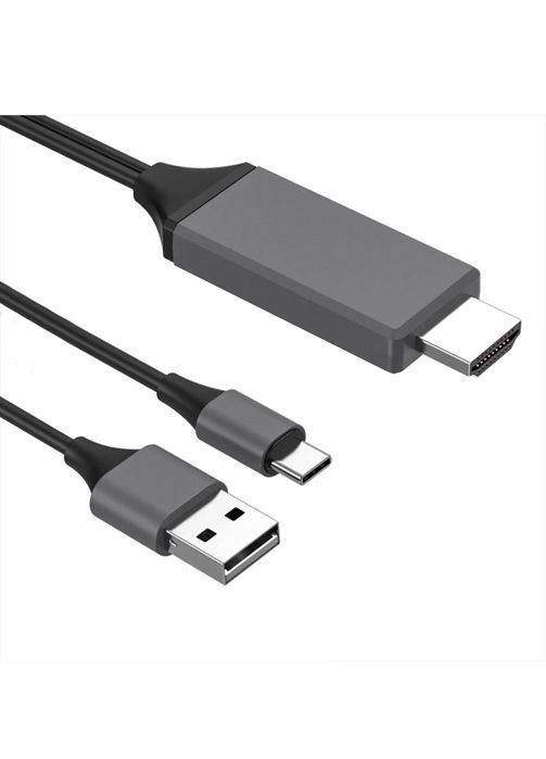 Cablu HDMI Usb Type C / Usb + Lightening Negru 1M