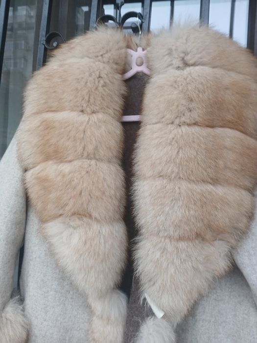 Palton blana naturala de vulpe