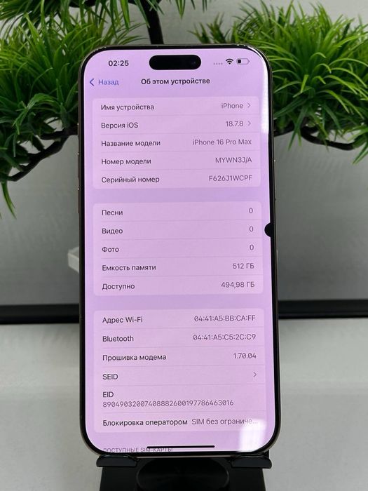 iPhone 16 Pro Max 512 gb Akb 91% цп 772