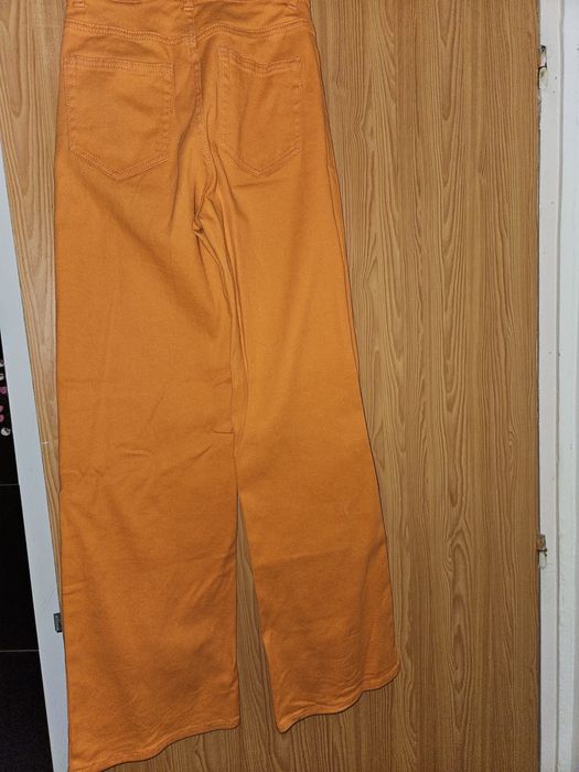 blugi drepti portocalii marimea 32 marca h&m