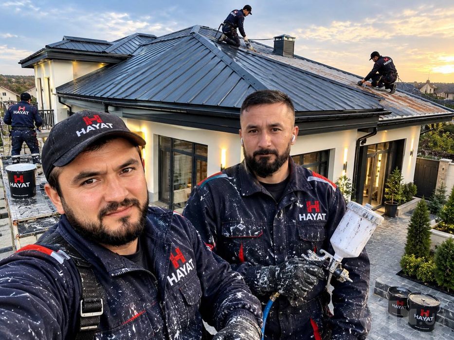 Покраска криша професоналний Вагнер апарат.  Том Краска хизматива бошқ