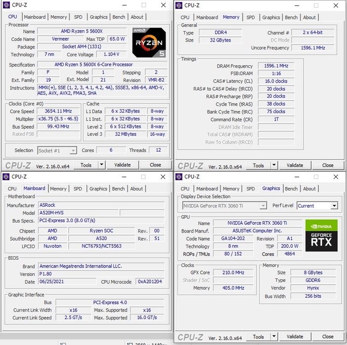 Ryzen 5 5600x , 32GB Ram DDR4, RTX 3060TI, 1TB SSD