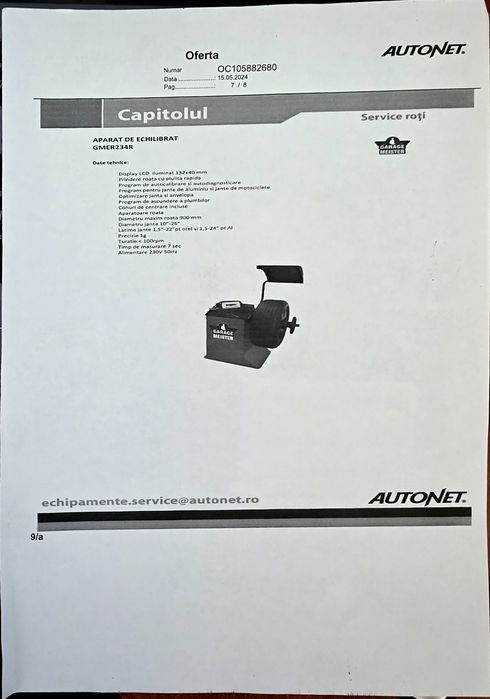 Aparat geometrie,  deranjat, echilibrat roți