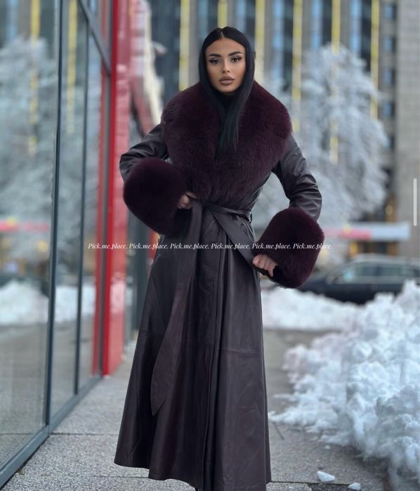 Палто от астраган с естествен косъм лисица