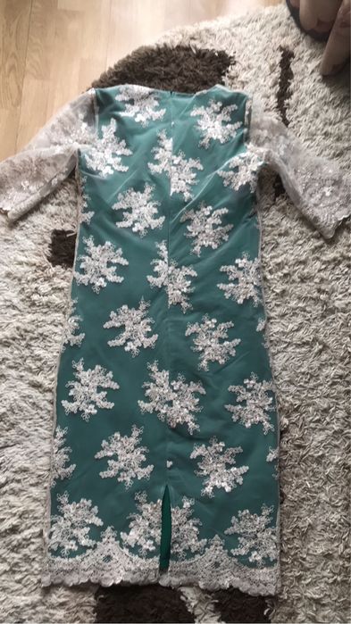 Rochie eleganta verde cu insertii
