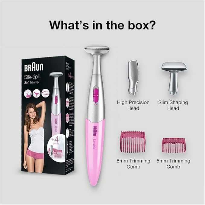 Прецизен тример Braun Silk-Epil FG1100, розов, за бикини линия