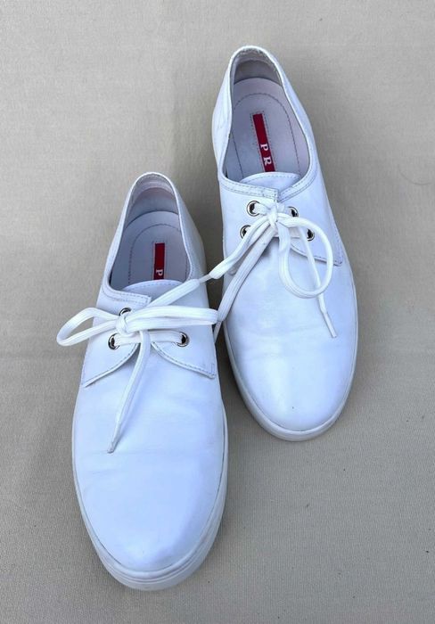 Prada Superbi Pantofi Sneakers Casual Alb Piele Original Nr.37