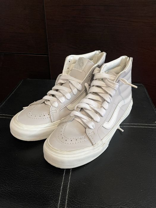 Adidași Vans Sk8-Hi piele albă • Mărime 35 • Fermoar spate • Stare foarte buna