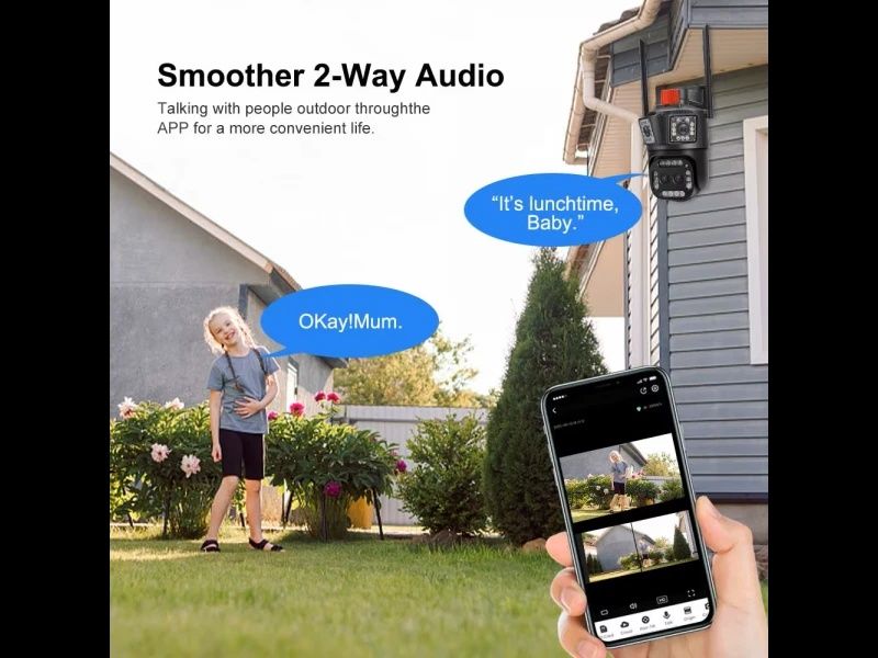 Тройна Водоустойчива Smart WiFi IP камера 12MP с двойна леща и 10× zoo