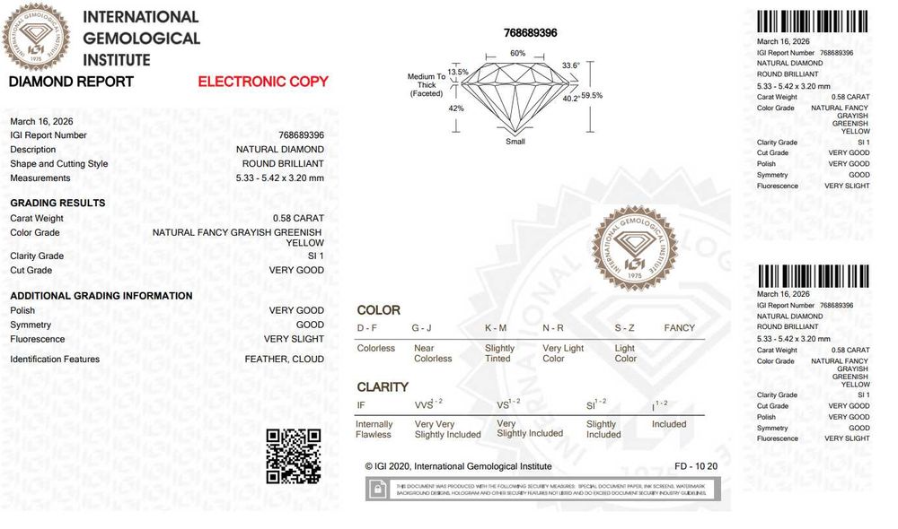 Ексклузивен Естествен Диамант с Инвестиционна Стойност 0.58ct – IGI Сертифициран