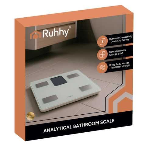 Смарт кантар за телесно тегло Ruhhy 20676, Bluetooth приложение Feelfit, до 226кг, бял