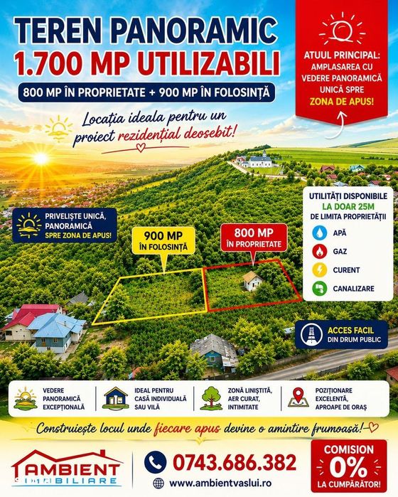 Teren Cu Priveliște Panoramică Excepțională – 1.700 Mp, Zona Gura Bust