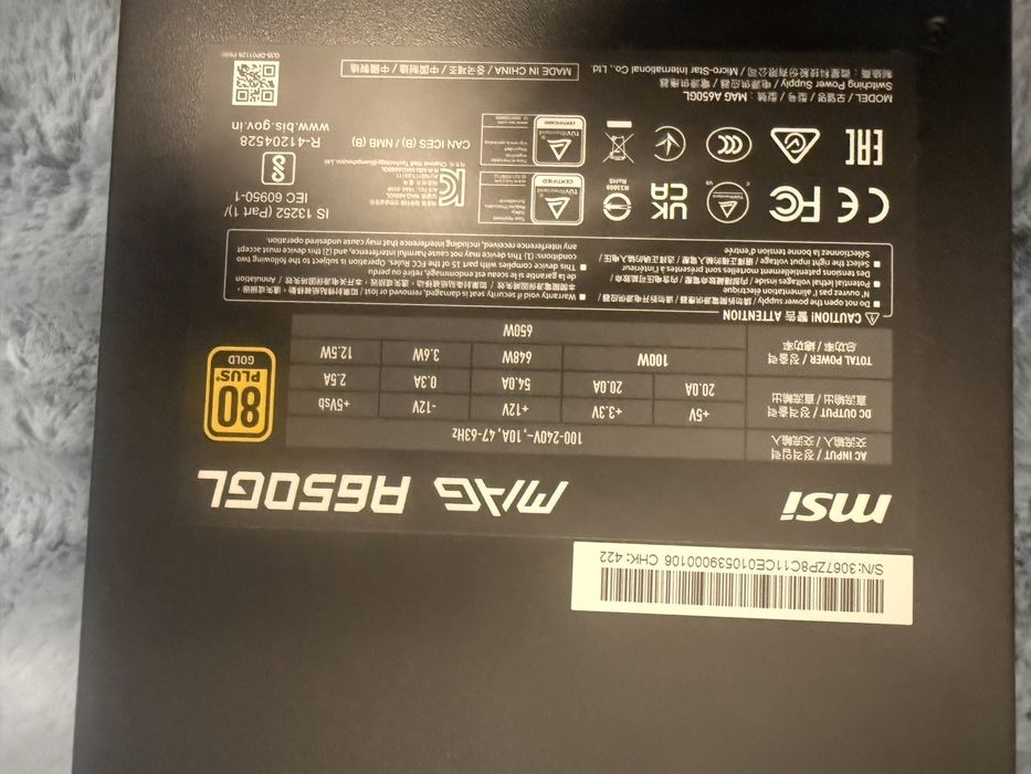 Sursa msi 650W 80+ gold