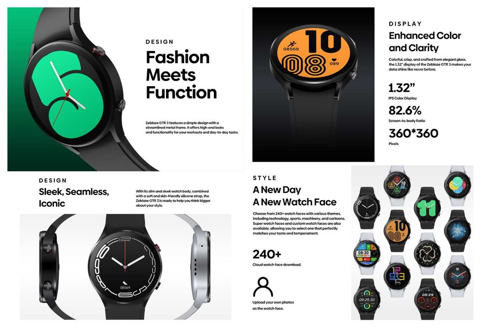Смарт часовник Zeblaze GTR 3 1,32″ IPS Bluetooth разговори IP68 НОВ