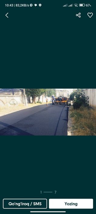 Tez va arzon narxlarda asfalt qilamiz mayda jahon standarlariga mos