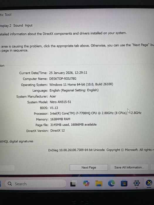 Laptop Gaming Acer Nitro 5 , i7 , 16 gb ram, ssd,