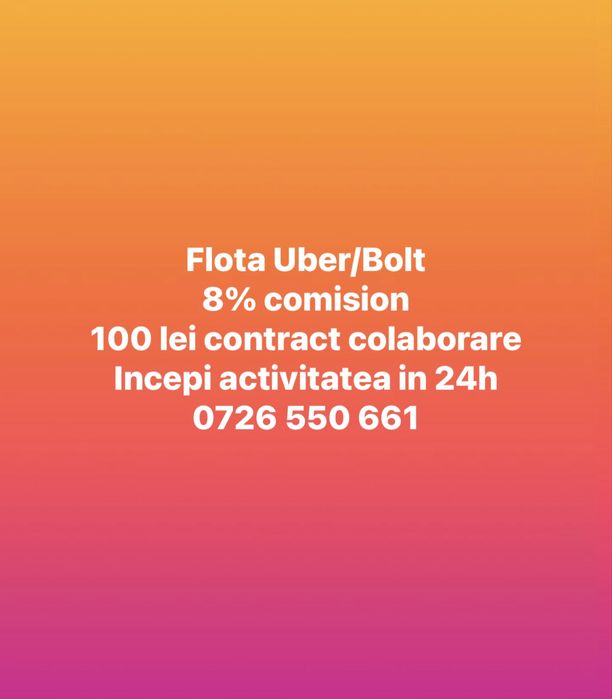 Flota Uber/Bolt   8% comision