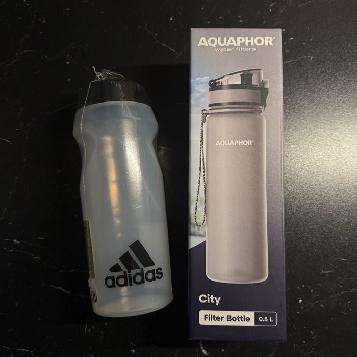 НОВИ! Adidas шише за вода спорт фитнес + Aquaphor бутилка с филтър