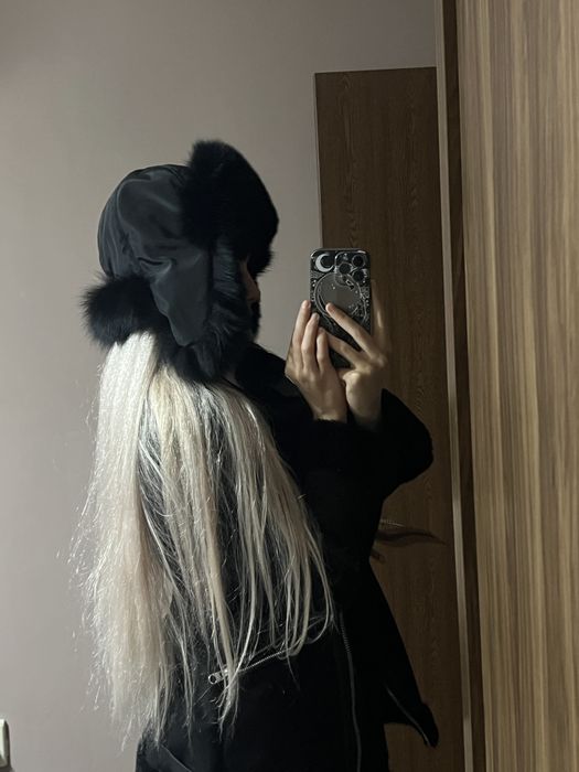 Шапка ушанка от естествен косъм лисица