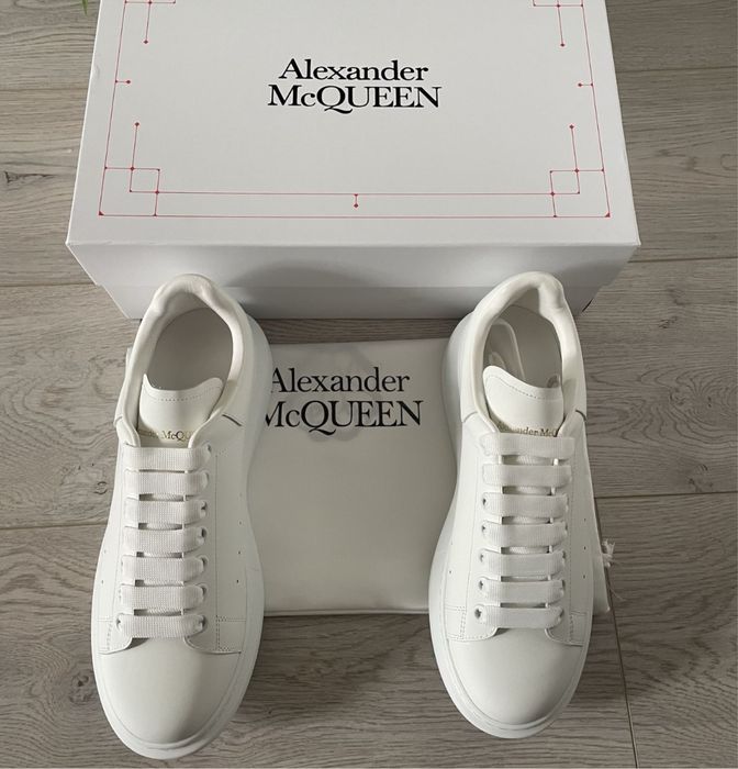 Adidasi Alexander Mcqueen full albi piele naturala