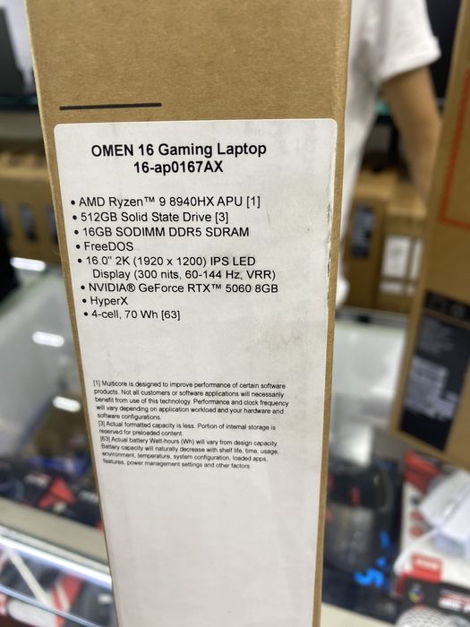 HP OMEN Ryzen 9-8940HX RTX 5060-8gb,l Новый! Пачка