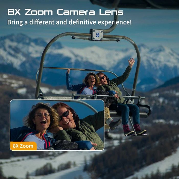 Apexcam M90 Екшън камера с 64GB карта, 4K, 60FPS, 64MP WiFi, EIS стабилизация на изображението