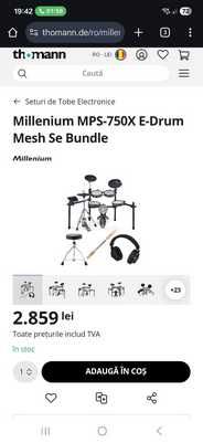 Set Tobe Electronice Millenium MPS-750X E-Drum Mesh SE Bundle