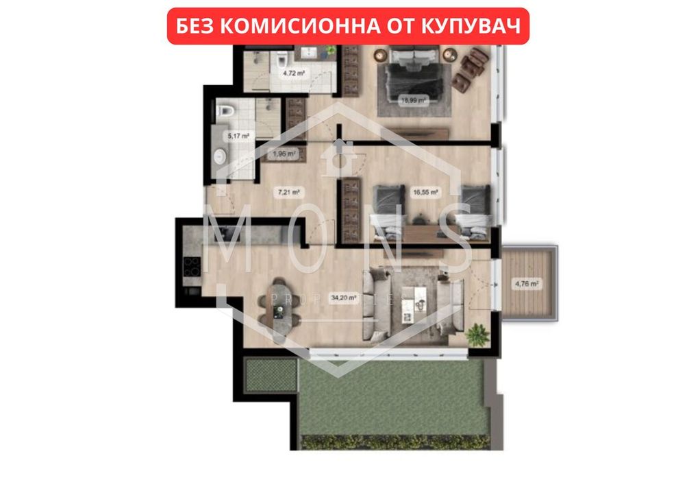 3-стаен в София-7-ми 11-ти километър площ 136 цена 337288