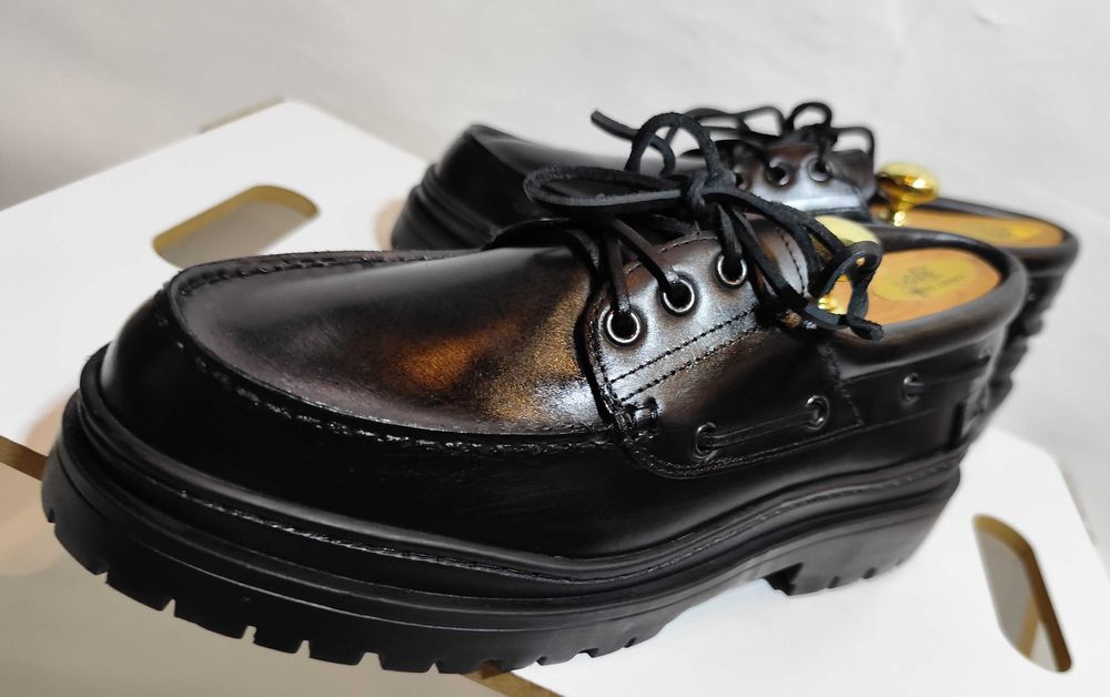 Pantofi derby 42 42.5 lace up ZARA NOI piele naturala negru